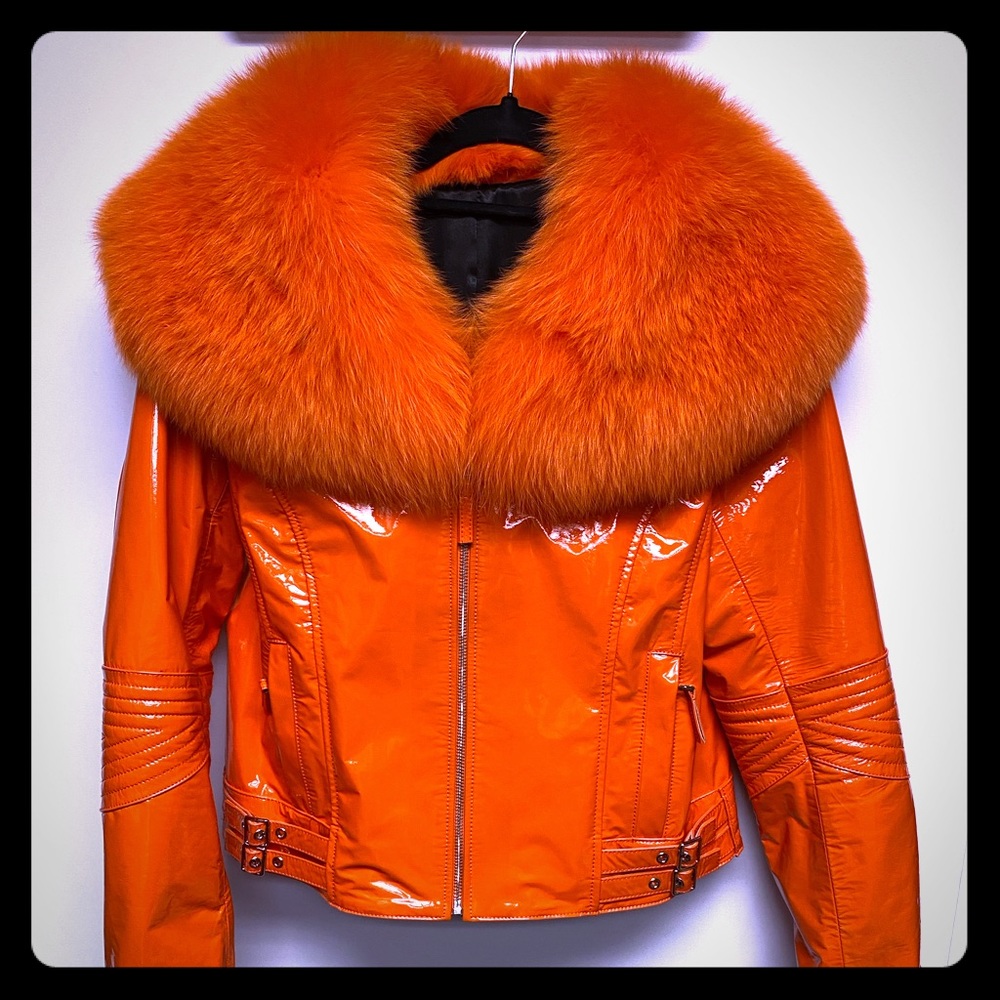 Patent Leather w/Fox Collar Jacket